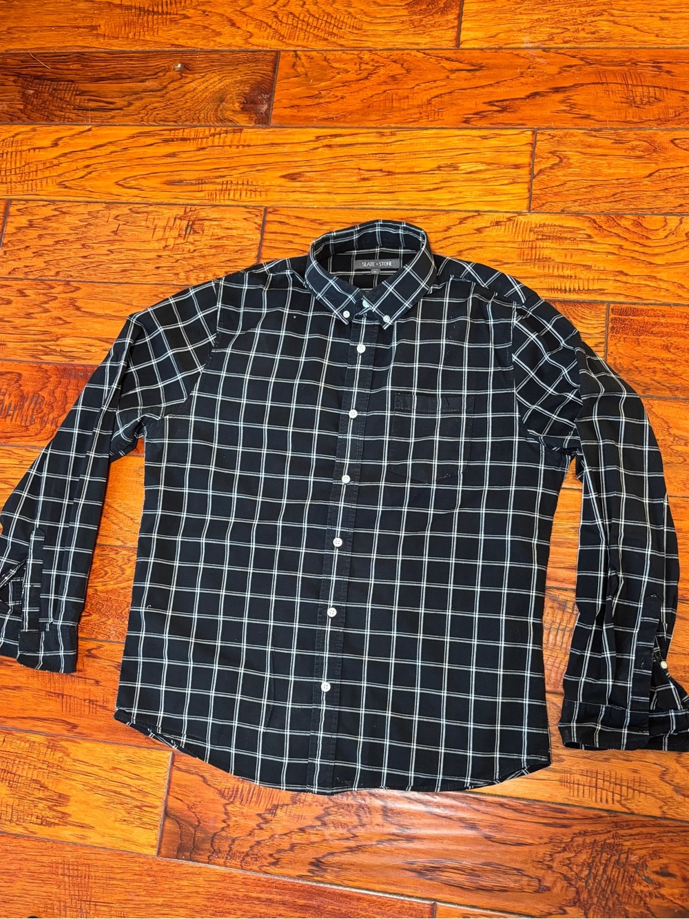Slate & Stone Black Windowpane Button-Down Shirt